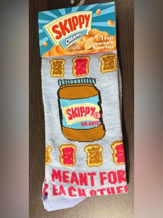 Skippy Peanut Butter Crew Socks - NEW - Picture 1 of 1